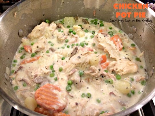 Chicken Pot Pie | Can't Stay Out of the Kitchen | this fabulous #chickenpotpie comes from #TheDovesNest tearoom in Waxahachie, Texas. This is comfort food at its best! It's also terrific for family or company meals. #chicken #potpie #potatoes #carrots #peas