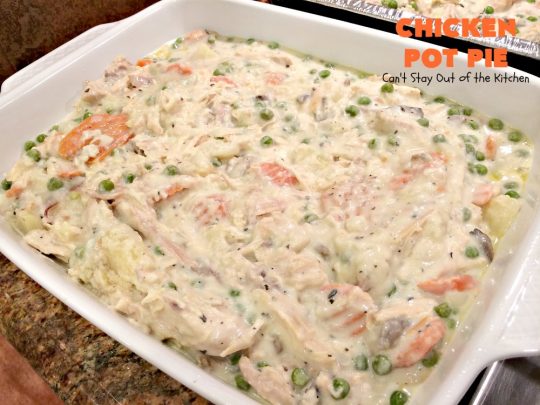 Chicken Pot Pie | Can't Stay Out of the Kitchen | this fabulous #chickenpotpie comes from #TheDovesNest tearoom in Waxahachie, Texas. This is comfort food at its best! It's also terrific for family or company meals. #chicken #potpie #potatoes #carrots #peas