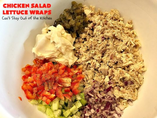 Chicken Salad Lettuce Wraps | Can't Stay Out of the Kitchen | this is my favorite way to eat #chickensalad. Much lower calorie & the flavors are amazing. Terrific for #lunch. #chicken #wraps #glutenfree