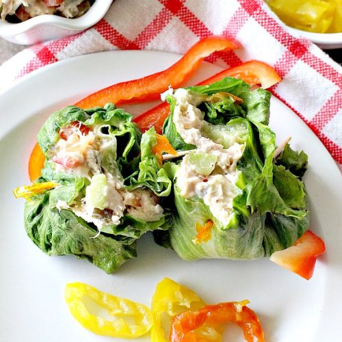 Chicken Salad Lettuce Wraps | Can't Stay Out of the Kitchen | this is my favorite way to eat #chickensalad. Much lower calorie & the flavors are amazing. Terrific for #lunch. #chicken #wraps #glutenfree
