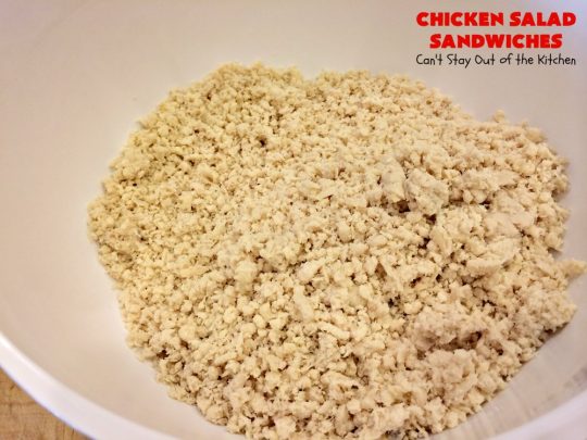 Chicken Salad Sandwiches | Can't Stay Out of the Kitchen | these fantastic #sandwiches are stuffed in #PitaPockets & garnished with mild pepper rings. Best #ChickenSalad ever! Every time we make these sandwiches they get rave reviews. #ChickenSaladSandwiches #Chicken #FavoriteChickenSaladRecipe