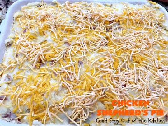 Chicken Shepherd's Pie | Can't Stay Out of the Kitchen | this #chicken version of #ShepherdsPie is spectacular. You'll never want to try another #recipe after sinking your teeth into this fantastic entree. #carrots #corn #peas #GreenBeans #GlutenFree #ChickenShepherdsPie