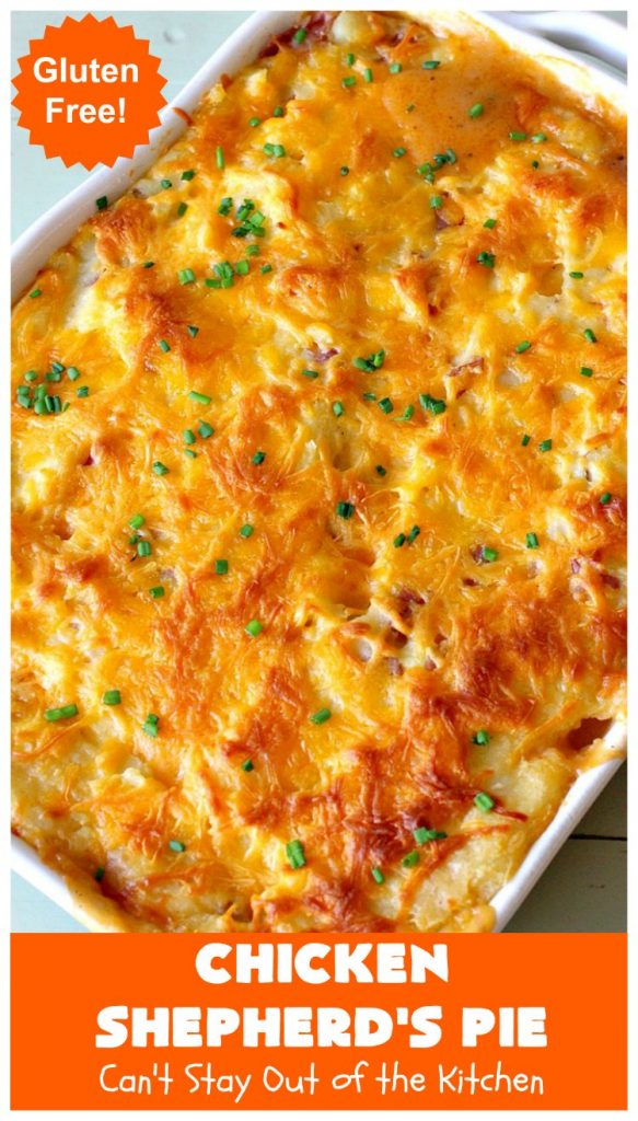 Chicken Shepherd's Pie | Can't Stay Out of the Kitchen | this #chicken version of #ShepherdsPie is spectacular. You'll never want to try another #recipe after sinking your teeth into this fantastic entree. #carrots #corn #peas #GreenBeans #GlutenFree #ChickenShepherdsPie
