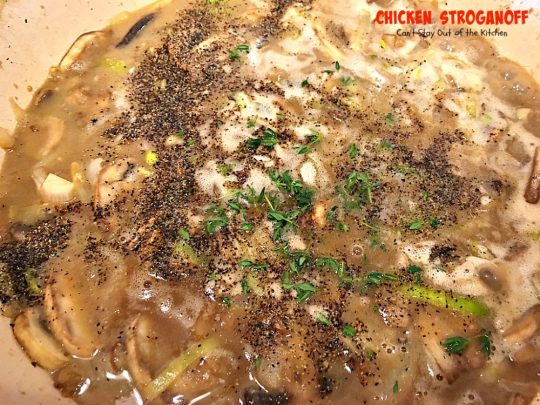 Chicken Stroganoff | Can't Stay Out of the Kitchen | this easy & delicious one-pot meal can be ready in about 30 minutes! Perfect comfort food for #MothersDay! #chicken #noodles