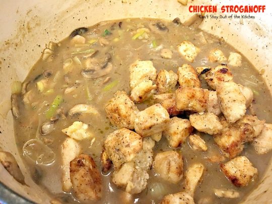 Chicken Stroganoff | Can't Stay Out of the Kitchen | this easy & delicious one-pot meal can be ready in about 30 minutes! Perfect comfort food for #MothersDay! #chicken #noodles