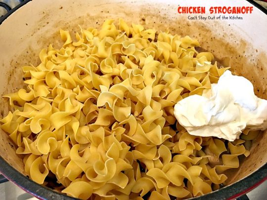 Chicken Stroganoff | Can't Stay Out of the Kitchen | this easy & delicious one-pot meal can be ready in about 30 minutes! Perfect comfort food for #MothersDay! #chicken #noodles