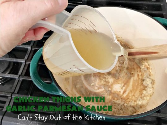 Chicken Thighs with Garlic Parmesan Sauce | Can't Stay Out of the Kitchen | this easy #chicken entree can be whipped up in just over 30 minutes. It's great for weeknight dinners when you're on the run. The #Garlic #Parmesan sauce is mouthwatering and the chicken is seasoned wonderfully. Great for company dinners too. #ChickenThighs #GarlicParmesanSauce #ParmesanCheese #ChickenThighsWithGarlicParmesanSauce