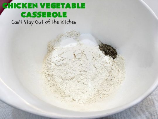 Chicken Vegetable Casserole | Can't Stay Out of the Kitchen | this #chicken #casserole is a delicious one-dish meal for busy week night dinners. We found it sumptuous as well as economical! Great way to use up leftover #RotisserieChicken too. #ChickenCasserole #ChickenVegetableCasserole #CheddarCheese #MixedVegetables