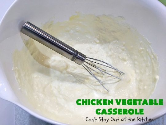 Chicken Vegetable Casserole | Can't Stay Out of the Kitchen | this #chicken #casserole is a delicious one-dish meal for busy week night dinners. We found it sumptuous as well as economical! Great way to use up leftover #RotisserieChicken too. #ChickenCasserole #ChickenVegetableCasserole #CheddarCheese #MixedVegetables