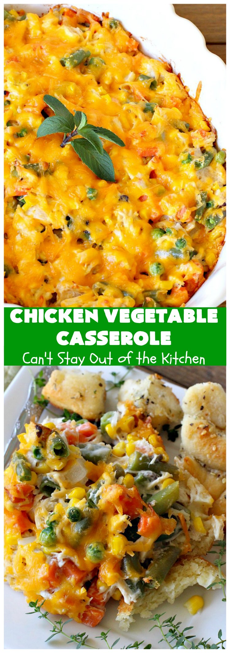Chicken Vegetable Casserole | Can't Stay Out of the Kitchen | this #chicken #casserole is a delicious one-dish meal for busy week night dinners. We found it sumptuous as well as economical! Great way to use up leftover #RotisserieChicken too. #ChickenCasserole #ChickenVegetableCasserole #CheddarCheese #MixedVegetables