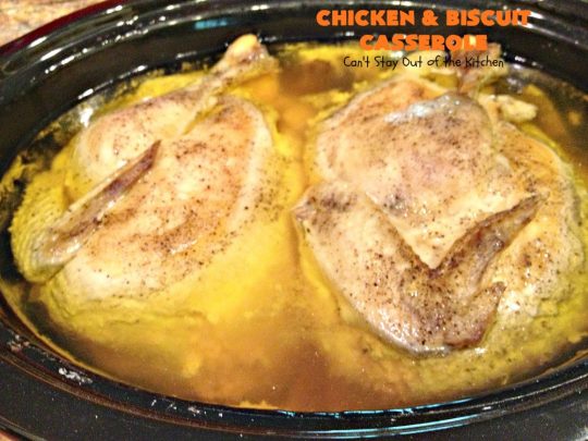 Chicken and Biscuit Casserole | Can't Stay Out of the Kitchen | our favorite #chicken #casserole recipe. This one includes #noodles, #biscuits, veggies & lots of #cheese!