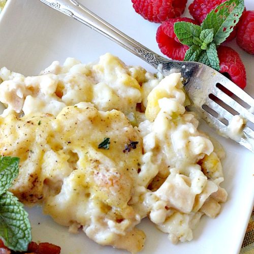 Chicken and Dumpling Casserole | Can't Stay Out of the Kitchen | this 8-ingredient #chicken entree is so easy. It basically has four layers & each is really simple. None of the layers are stirred together. Instead the #casserole magically bakes up into some of the best chicken & dumplings ever! Great for family or company dinners but without all the work! #chickenanddumplings