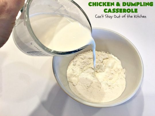 Chicken and Dumpling Casserole | Can't Stay Out of the Kitchen | this 8-ingredient #chicken entree is so easy. It basically has four layers & each is really simple. None of the layers are stirred together. Instead the #casserole magically bakes up into some of the best chicken & dumplings ever! Great for family or company dinners but without all the work! #chickenanddumplings