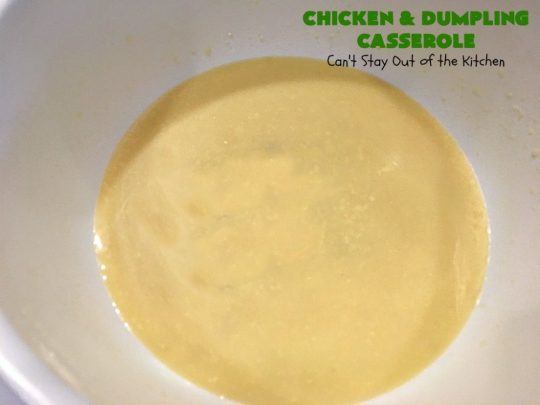 Chicken and Dumpling Casserole | Can't Stay Out of the Kitchen | this 8-ingredient #chicken entree is so easy. It basically has four layers & each is really simple. None of the layers are stirred together. Instead the #casserole magically bakes up into some of the best chicken & dumplings ever! Great for family or company dinners but without all the work! #chickenanddumplings