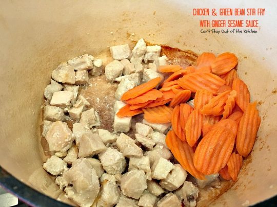 Chicken and Green Bean Stir Fry with Ginger Sesame Sauce | Can't Stay Out of the Kitchen | this delicious main dish uses lots of fresh veggies in a fantastic ginger sesame sauce. Healthy, low calorie, #glutenfree. #chicken