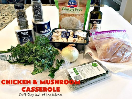 Chicken and Mushroom Casserole | Can't Stay Out of the Kitchen | this is a fantastic #chicken #casserole #recipe that has a delicious gravy with onions, #mushrooms & garlic. It's seasoned to perfection and wonderful for #holiday or company dinners. #glutenfree