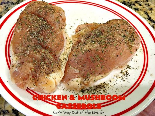 Chicken and Mushroom Casserole | Can't Stay Out of the Kitchen | this is a fantastic #chicken #casserole #recipe that has a delicious gravy with onions, #mushrooms & garlic. It's seasoned to perfection and wonderful for #holiday or company dinners. #glutenfree