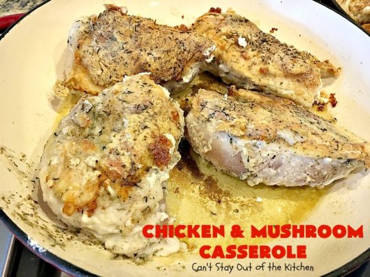 Chicken and Mushroom Casserole | Can't Stay Out of the Kitchen | this is a fantastic #chicken #casserole #recipe that has a delicious gravy with onions, #mushrooms & garlic. It's seasoned to perfection and wonderful for #holiday or company dinners. #glutenfree