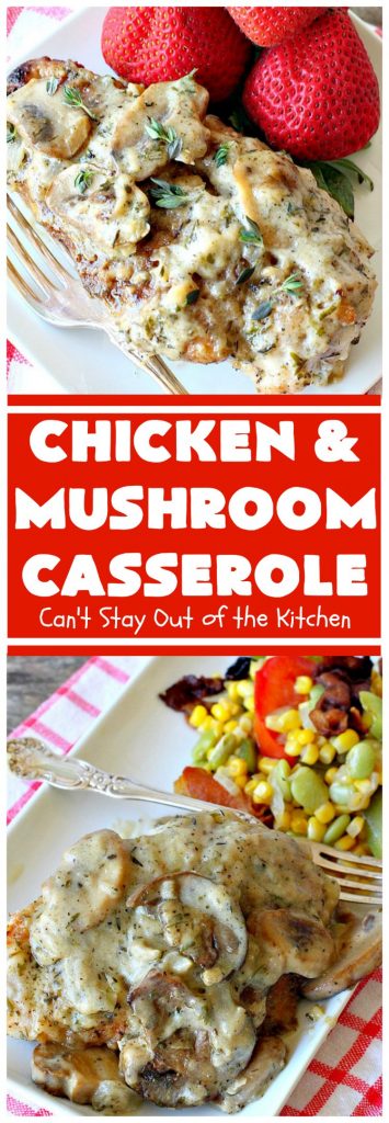 Chicken and Mushroom Casserole | Can't Stay Out of the Kitchen | this is a fantastic #chicken #casserole #recipe that has a delicious gravy with onions, #mushrooms & garlic. It's seasoned to perfection and wonderful for #holiday or company dinners. #glutenfree