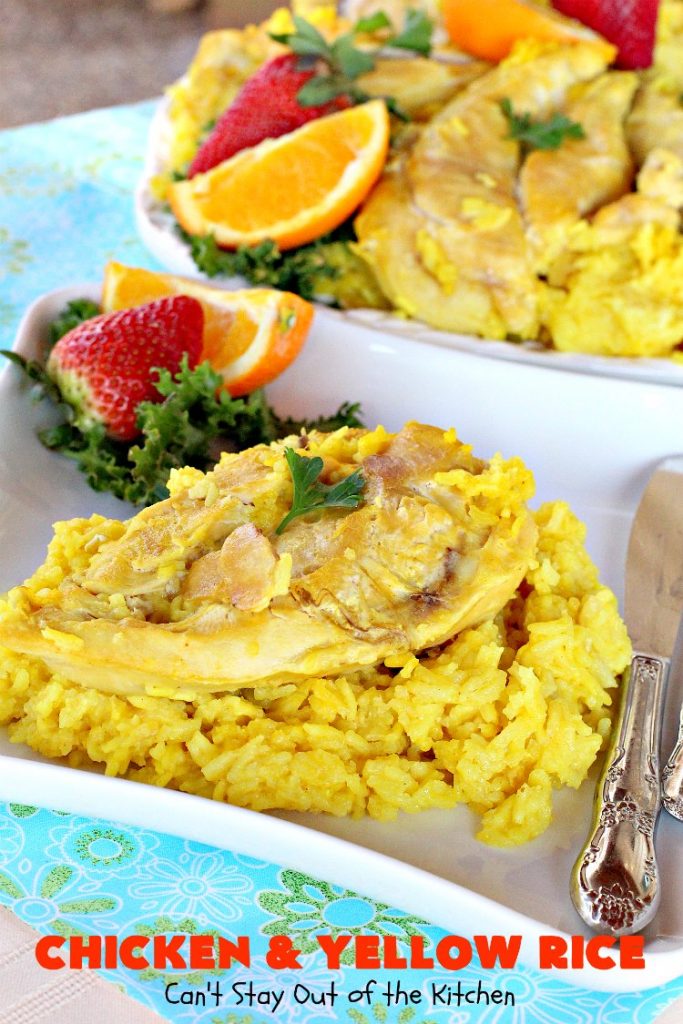 Chicken and Yellow Rice | Can't Stay Out of the Kitchen | this fantastic 4-ingredient #chicken entree is so easy to make. Delicious and kid-friendly, too. #rice