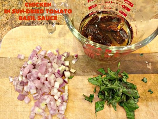Chicken in Sun-Dried Tomato Basil Sauce | Can't Stay Out of the Kitchen | this delightful #chicken entree is perfect for company or #holiday dinners like #Easter. I used #glutenfree #pasta but any kind can be used.