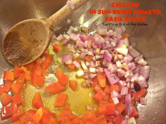 Chicken in Sun-Dried Tomato Basil Sauce | Can't Stay Out of the Kitchen | this delightful #chicken entree is perfect for company or #holiday dinners like #Easter. I used #glutenfree #pasta but any kind can be used.
