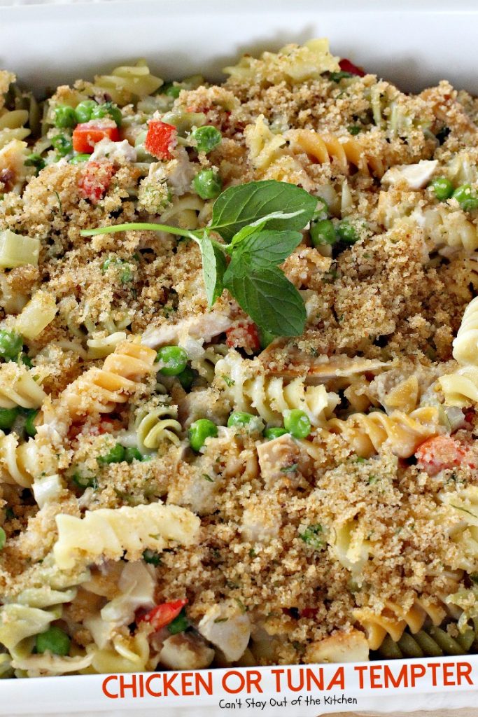 Chicken or Tuna Tempter | Can't Stay Out of the Kitchen | this scrumptious #casserole is great with leftover #chicken #turkey or #tuna. #noodles