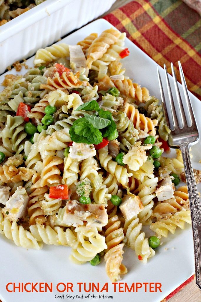 Chicken or Tuna Tempter | Can't Stay Out of the Kitchen | this scrumptious #casserole is great with leftover #chicken #turkey or #tuna. #noodles