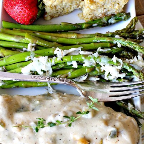 Chicken with Creamy Leek Sauce | Can't Stay Out of the Kitchen | this delicious #chicken #recipe is cooked with a heavenly #LeekSauce. It's quick & easy to prepare & uses only a handful of ingredients. Wonderful for company or #holiday dinners. #ChickenWithCreamyLeekSauce #leeks #KnorrsLeekSoupMix #EasyChickenRecipe #HolidayDinner