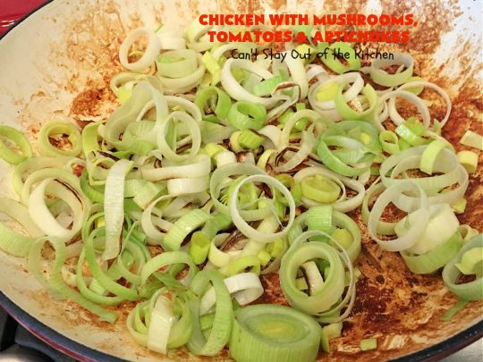 Chicken with Mushrooms, Tomatoes and Artichokes | Can't Stay Out of the Kitchen | this scrumptious one-dish #chicken skillet dinner is the perfect entree for weeknights. It only takes about 30 minutes, plus it's #healthy, #LowCalorie #CleanEating & #GlutenFree. #tomatoes #mushrooms #artichokes #30MinuteMeal #EasyOneDishMeal #ChickenWithMushroomsTomatoesAndArtichokes