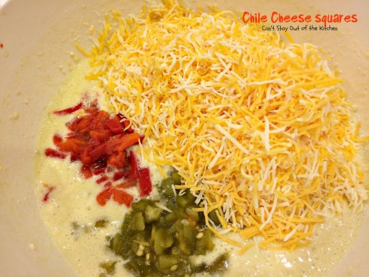 Chile Cheese Squares | Can't Stay Out of the Kitchen | this fabulous #Tex-Mex side dish can be served for #breakfast as a side with chili or soup or as an #appetizer.