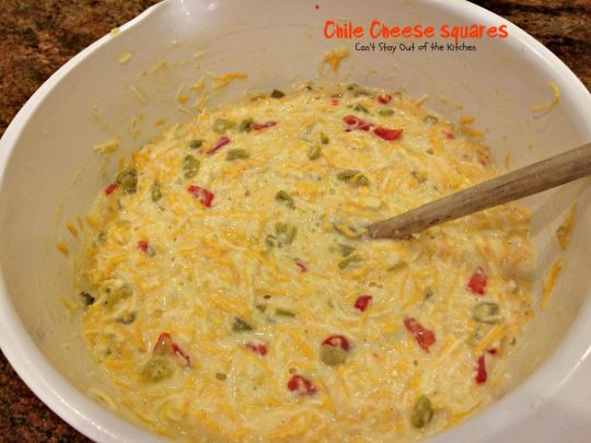 Chile Cheese Squares | Can't Stay Out of the Kitchen | this fabulous #Tex-Mex side dish can be served for #breakfast as a side with chili or soup or as an #appetizer.