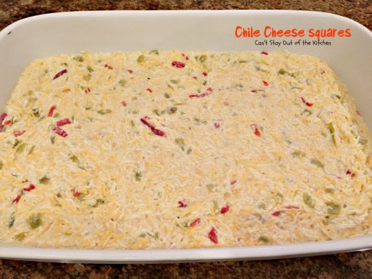 Chile Cheese Squares | Can't Stay Out of the Kitchen | this fabulous #Tex-Mex side dish can be served for #breakfast as a side with chili or soup or as an #appetizer.