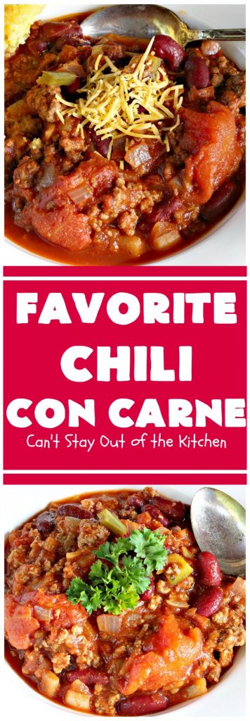 Favorite Chili Con Carne | Can't Stay Out of the Kitchen | this is our favorite #chili recipe. Perfect comfort food for fall & winter nights! #soup #glutenfree