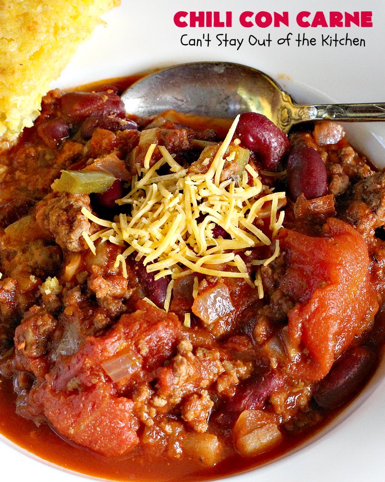 Favorite Chili Con Carne | Can't Stay Out of the Kitchen | this is our favorite #chili recipe. Perfect comfort food for fall & winter nights! #soup #glutenfree