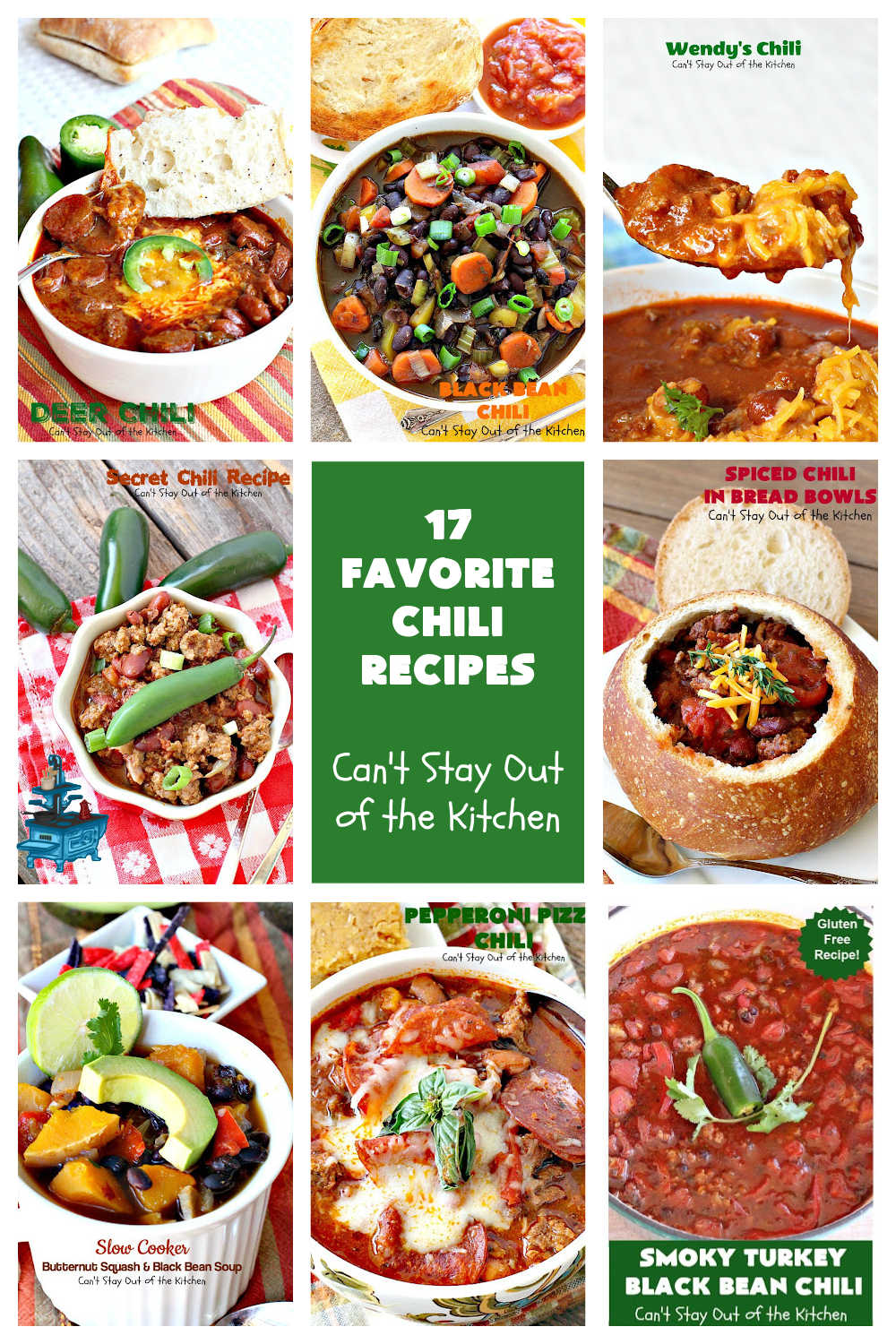 17 Favorite Chili Recipes | Can't Stay Out of the Kitchen | 17 delightful #chili #recipes to choose from including #beef, #chicken, #turkey or #vegan. Most are #GlutenFree. Enjoy your favorite #Fall comfort food with one of these great entrees. #ChiliRecipes #17FavoriteChiliRecipes