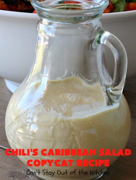 Chili's Caribbean Salad Copycat Recipe with Honey-Lime Dressing | Can't Stay Out of the Kitchen | this is a spectacular #CopyCat #recipe of this favorite #salad. The #SaladDressing is also fantastic. #GlutenFree #chicken #pineapple #MandarinOranges #HoneyLimeDressing #ChilisCaribbeanSalad #ChilisCaribbeanSaladCopycatRecipeWithHoneyLimeDressing