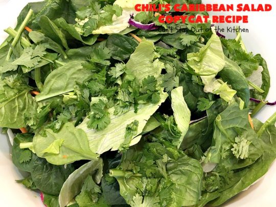 Chili's Caribbean Salad Copycat Recipe with Honey-Lime Dressing | Can't Stay Out of the Kitchen | this is a spectacular #CopyCat #recipe of this favorite #salad. The #SaladDressing is also fantastic. #GlutenFree #chicken #pineapple #MandarinOranges #HoneyLimeDressing #ChilisCaribbeanSalad #ChilisCaribbeanSaladCopycatRecipeWithHoneyLimeDressing