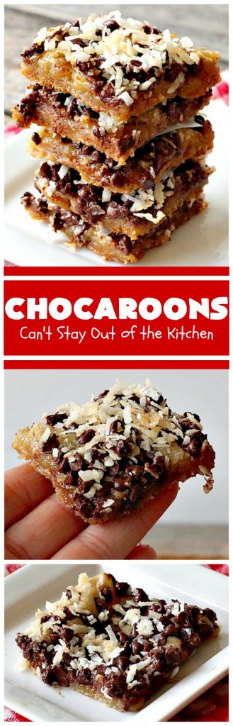 Chocaroons | Can't Stay Out of the Kitchen | these #chocolate & #coconut #brownies will have you drooling after the first bite! So quick & easy, you can have these ready to eat in 30 minutes! Great for #tailgating or #holiday parties. #dessert