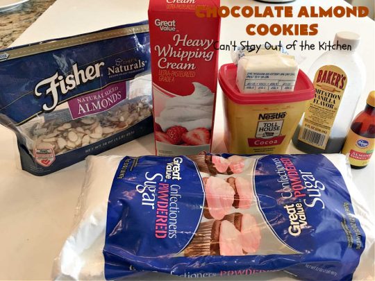 Chocolate Almond Cookies | Can't Stay Out of the Kitchen | these #cookies are divine! Heavenly combination of #chocolate & #almonds in cookie and frosting. #dessert #ChocolateDessert #ChocolateAlmondCookies #holiday #HolidayBaking