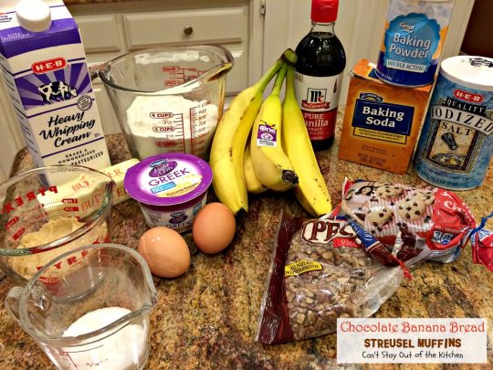 Chocolate Banana Bread Streusel Muffins | Can't Stay Out of the Kitchen | some of the richest, most scrumptious #muffins you'll ever eat. Great for a #holiday #breakfast. These are loaded with #bananas #chocolatechips #pecans. 