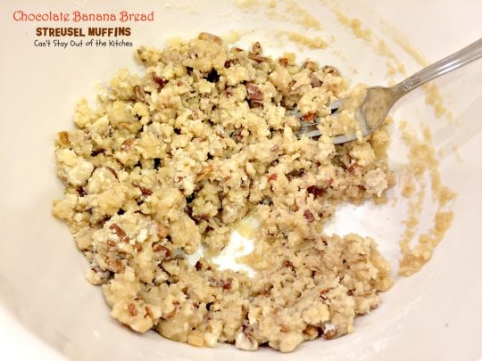 Chocolate Banana Bread Streusel Muffins | Can't Stay Out of the Kitchen | some of the richest, most scrumptious #muffins you'll ever eat. Great for a #holiday #breakfast. These are loaded with #bananas #chocolatechips #pecans. 