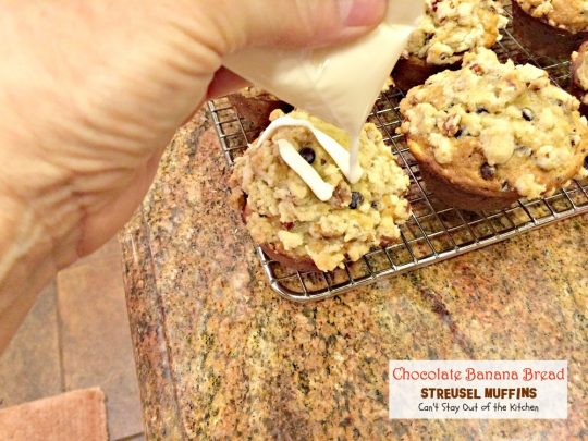 Chocolate Banana Bread Streusel Muffins | Can't Stay Out of the Kitchen | some of the richest, most scrumptious #muffins you'll ever eat. Great for a #holiday #breakfast. These are loaded with #bananas #chocolatechips #pecans. 