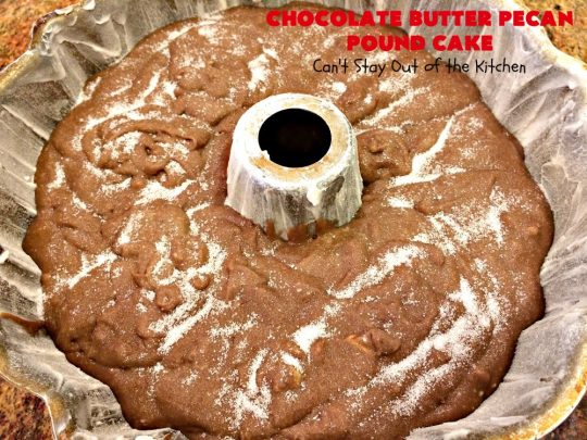 Chocolate Butter Pecan Pound Cake | Can't Stay Out of the Kitchen | this is one of the best #chocolate cakes ever! This easy #dessert uses a #ButterPecan #cake mix. Perfect for #holidays like #ValentinesDay or for company.