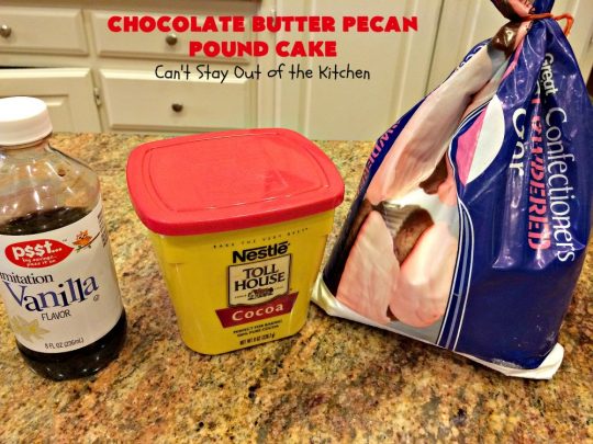 Chocolate Butter Pecan Pound Cake | Can't Stay Out of the Kitchen | this is one of the best #chocolate cakes ever! This easy #dessert uses a #ButterPecan #cake mix. Perfect for #holidays like #ValentinesDay or for company.