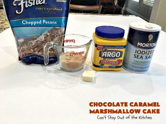 Chocolate Caramel Marshmallow Cake | this spectacular #chocolate #cake has a #caramel-like #praline filling & #marshmallow frosting. It's to die for! Terrific for company &  #holidays like #MothersDay or #FathersDay. #toffee #ChocolateCake #HolidayDessert #MothersDayDessert #FathersDayDessert #ChocolateCaramelMarshmallowCake #ChocolateDessert #CaramelDessert #ToffeeDessert #MarshmallowDessert