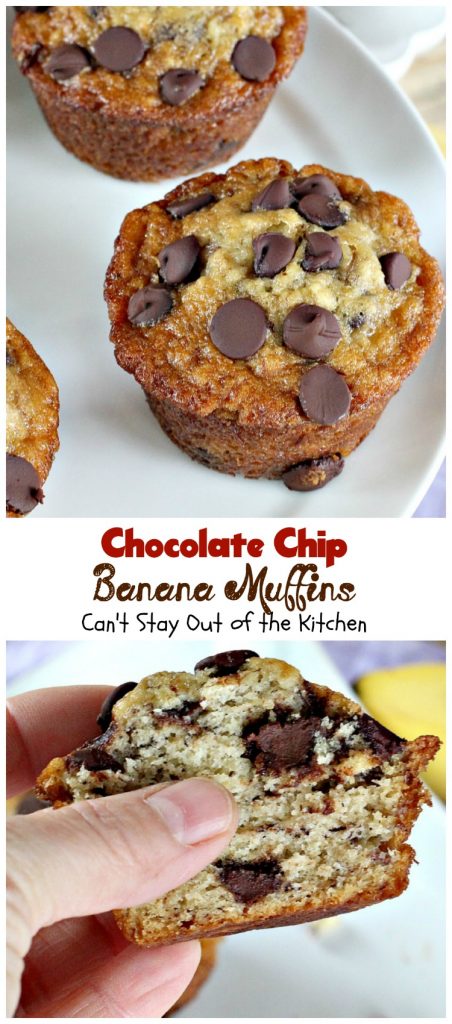 Chocolate Chip Banana Muffins | Can't Stay Out of the Kitchen