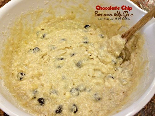 Chocolate Chip Banana Muffins | Can't Stay Out of the Kitchen | some of the most scrumptious #muffins you'll ever eat. Quick and easy for a #holiday #breakfast. #chocolate #bananas