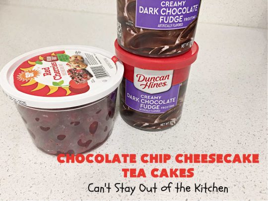 Chocolate Chip Cheesecake Tea Cakes | Can't Stay Out of the Kitchen | these scrumptious #TeaCakes are so easy to make since they start with a #chocolate #CakeMix. They include #Cheesecake #PuddingMix & miniature #ChocolateChips. These are a delectable treat for #holidays and #Christmas baking. Everyone will swoon over them! #dessert #ChocolateDessert #HolidayDessert #cake #ChocolateChipCheesecakeTeaCakes