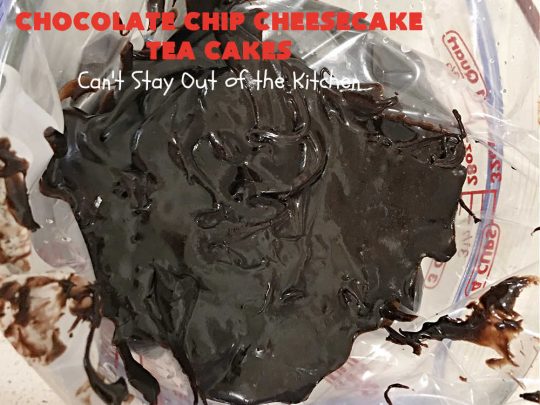 Chocolate Chip Cheesecake Tea Cakes | Can't Stay Out of the Kitchen | these scrumptious #TeaCakes are so easy to make since they start with a #chocolate #CakeMix. They include #Cheesecake #PuddingMix & miniature #ChocolateChips. These are a delectable treat for #holidays and #Christmas baking. Everyone will swoon over them! #dessert #ChocolateDessert #HolidayDessert #cake #ChocolateChipCheesecakeTeaCakes